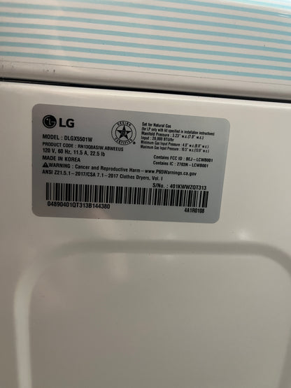 LG 4.5 cu ft Washer and 7.4 cu ft Gas Dryer